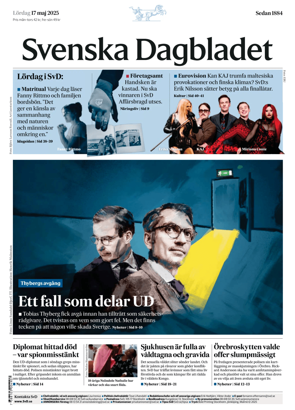 Prima-pagina-Svenska Dagbladet-edizione-di-oggi-20250517
